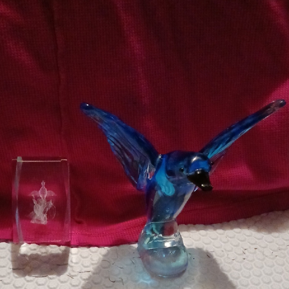 2#Blue Glass Bird Figurines/paperweight